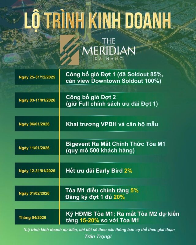 Lộ trình kinh doanh dự án The Meridian Đà Nẵng